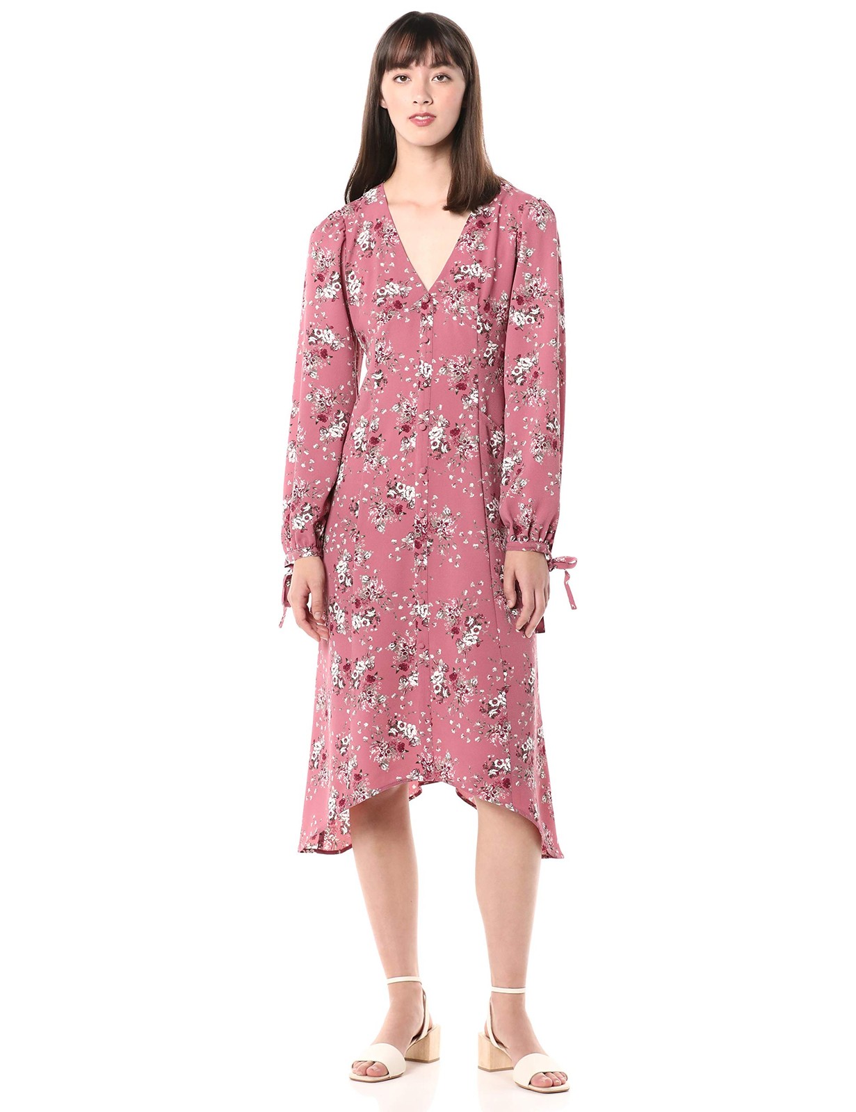 kensie womens Charmed Bouquets Midi Casual Dress, Vintage Rose Combo, X-Large US