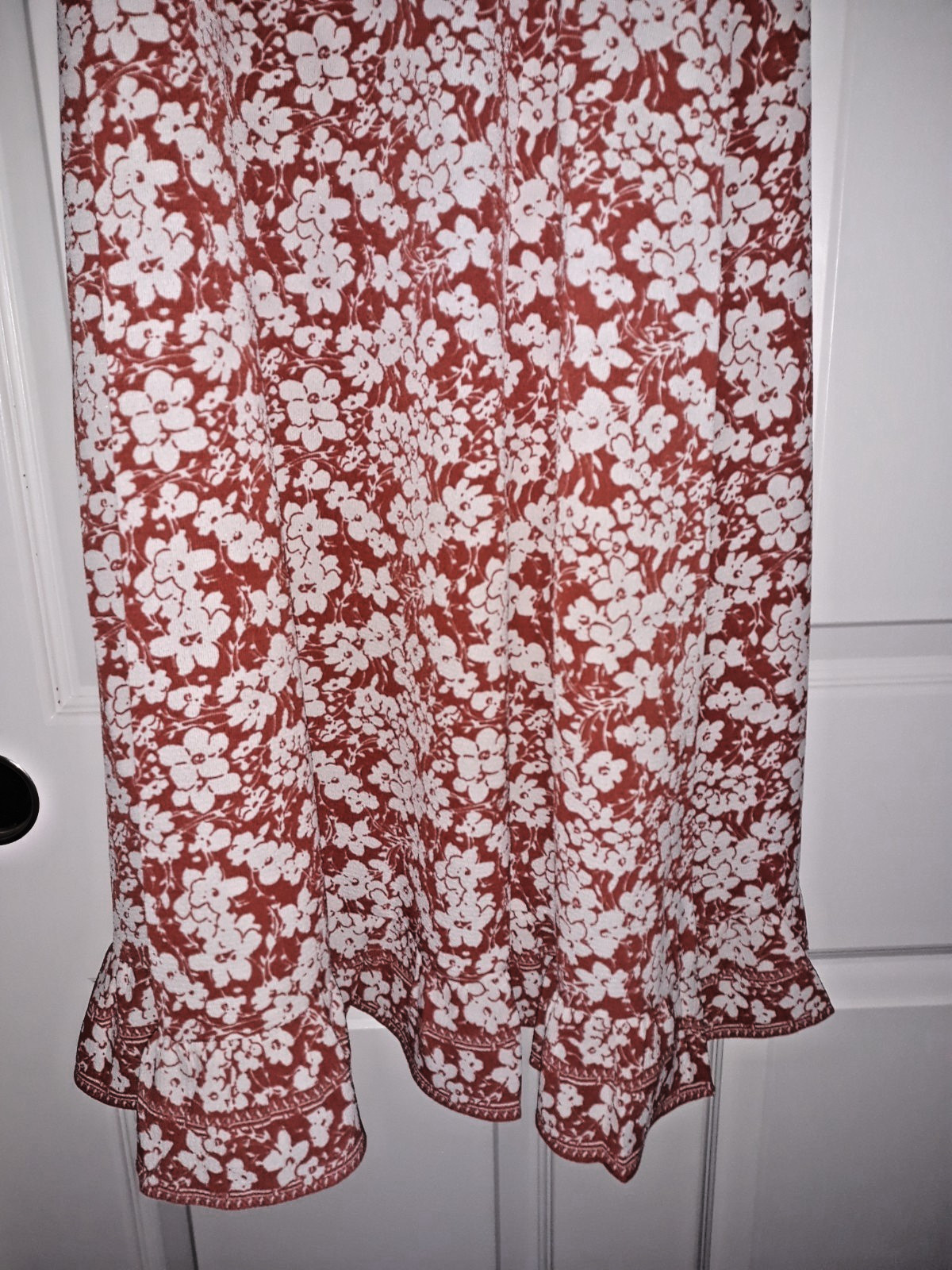 Stunning MAX STUDIO Red Floral Print Maxi Dress with Single Flounce Hemline M