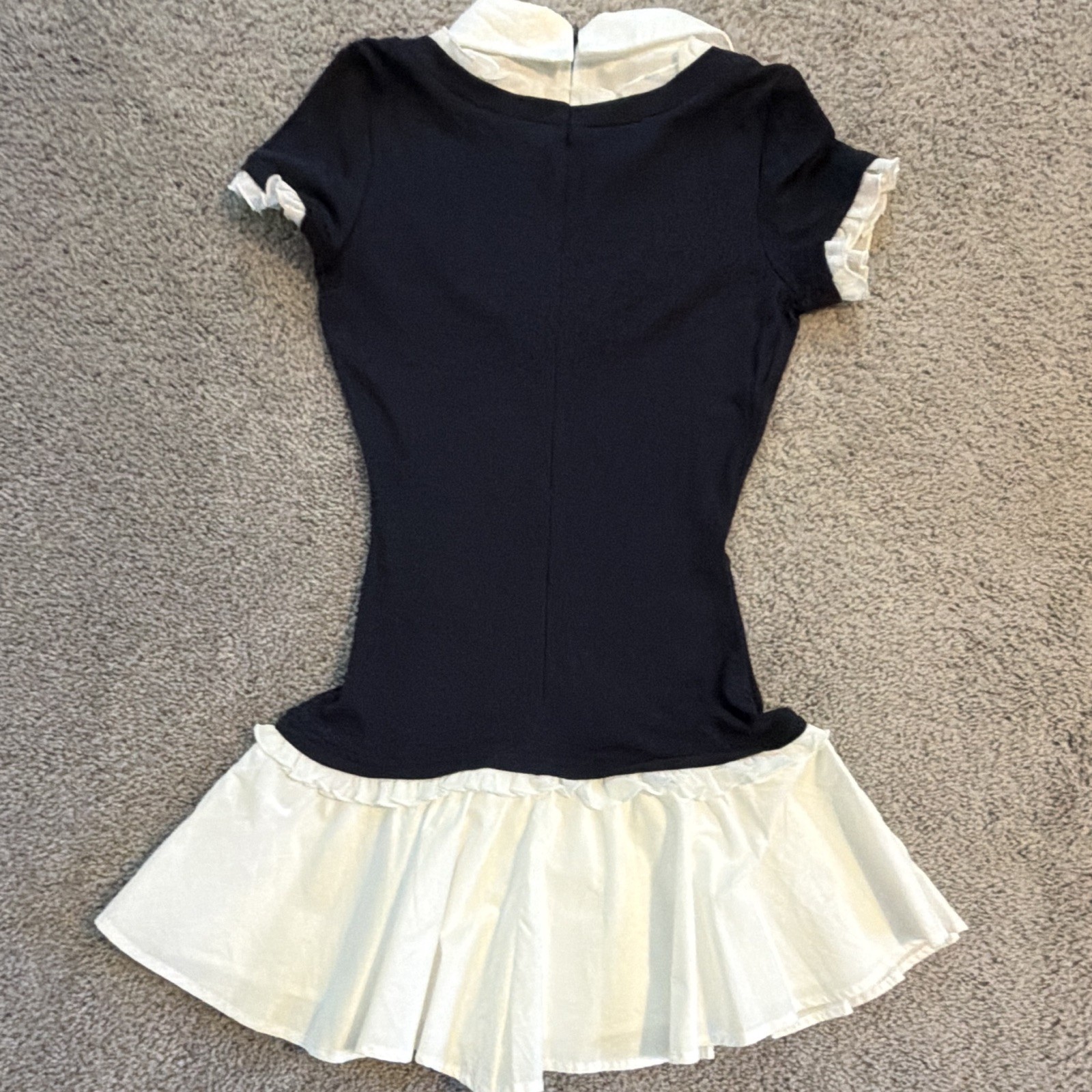 Fashion Nova Navy/White Colorblock Ribbed Collared Mini Dress Size S 11320RP