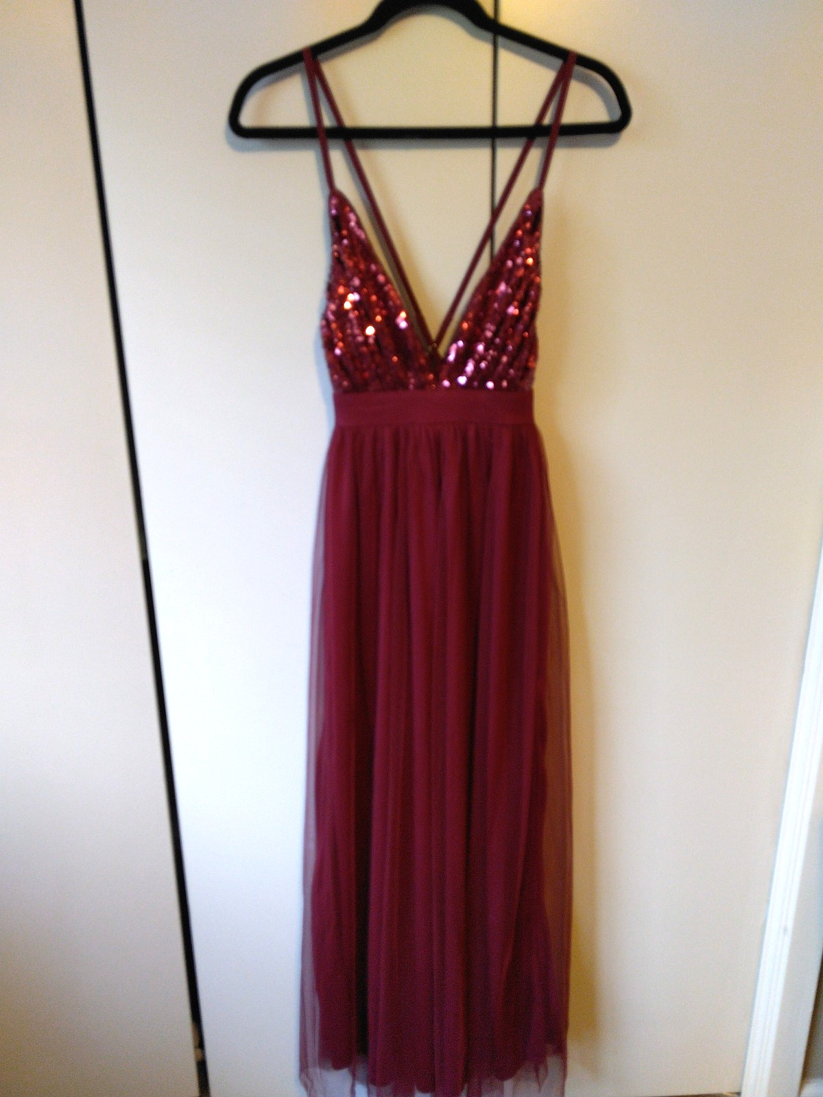 Womens Sequin and Mesh Maxi Dress Size M High Waist Dark Fairy Romantic Glam