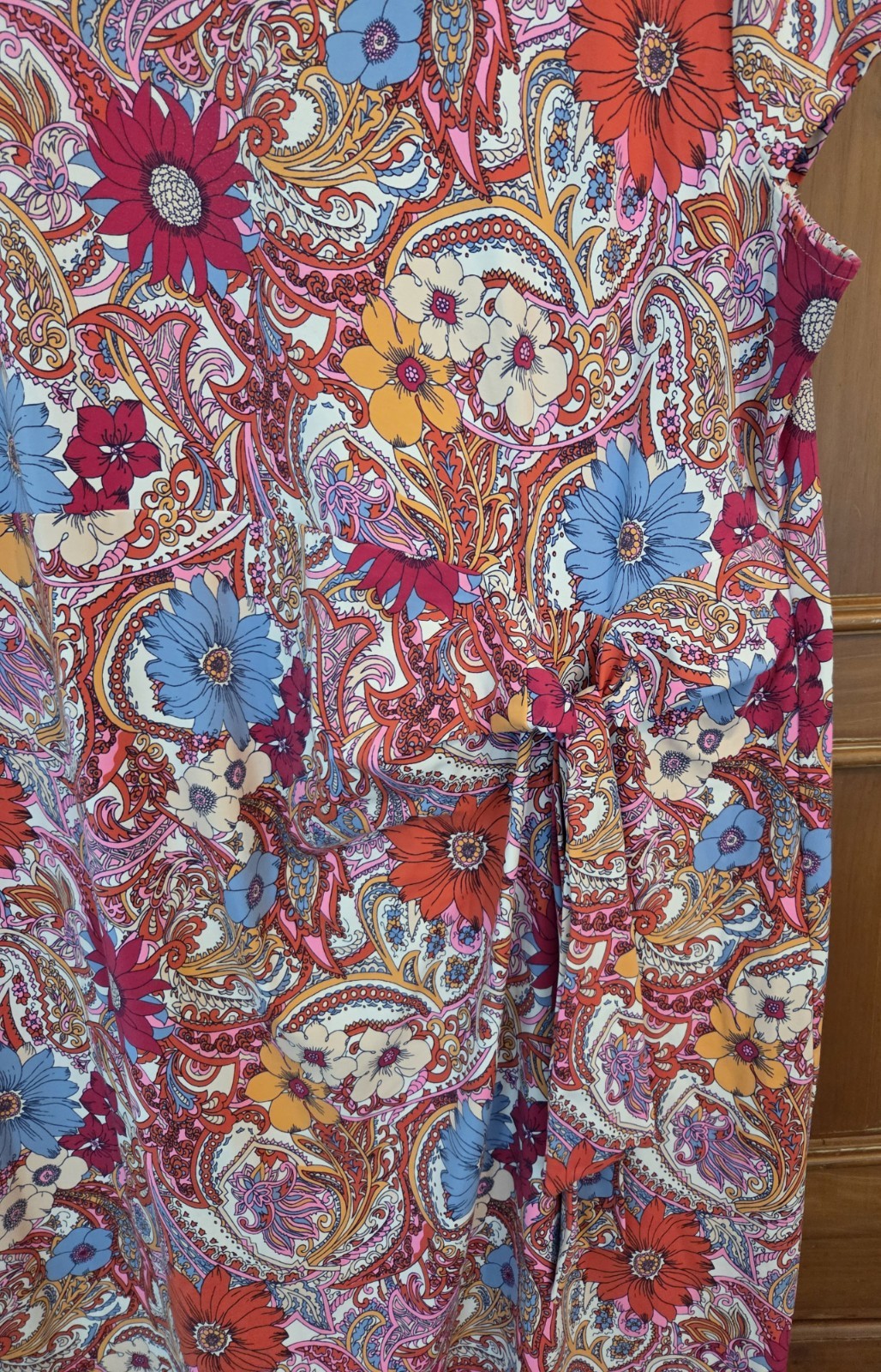 Talbots Womens Pink Island Paisley Floral Tie Detail Jersey Sheath Dress 2X