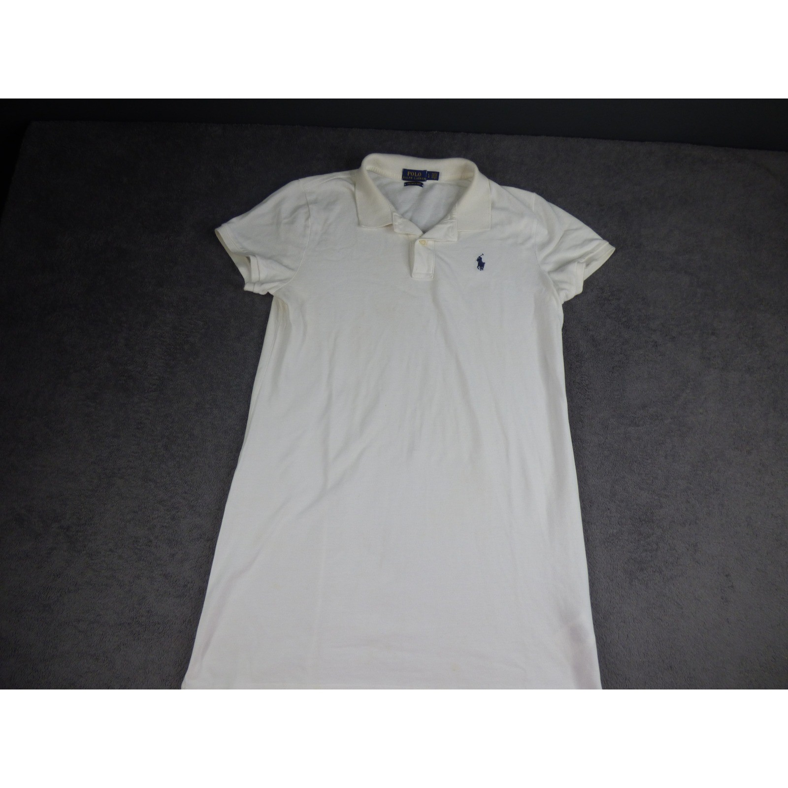 Polo Ralph Lauren White The Mesh Mini Polo Dress Short Sleeve Pony Logo Large