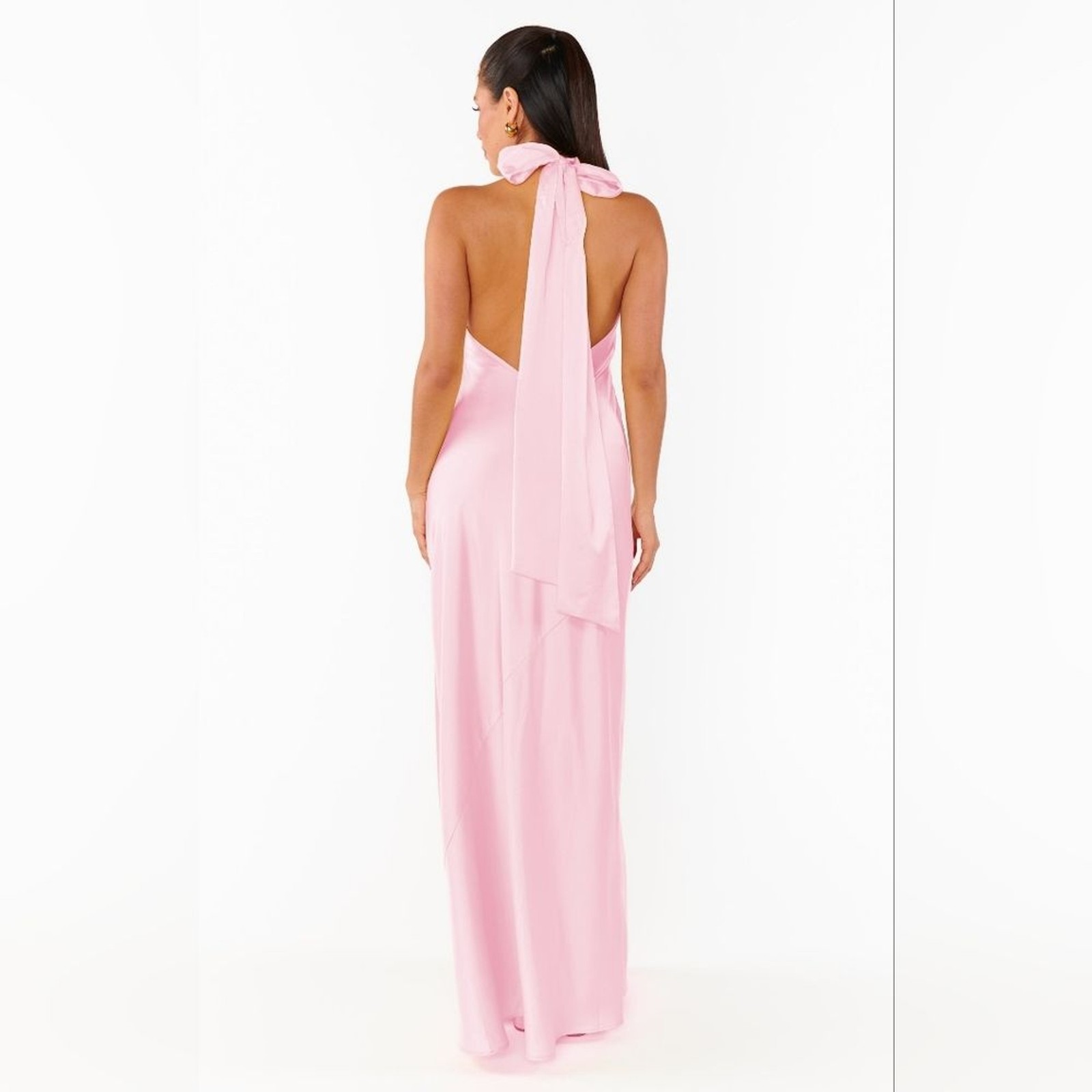 Show Me Your MUMU Lisa Maxi Light Pink Luxe Satin Dress L Wedding Party Prom