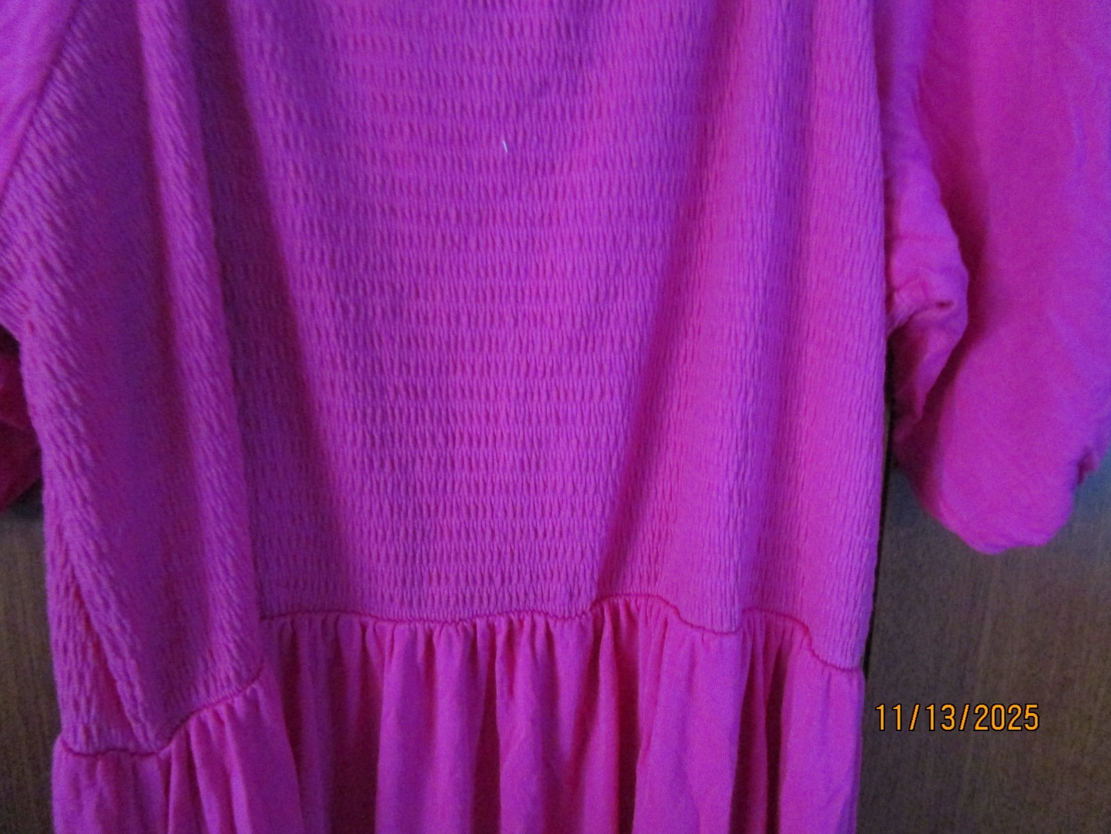 Heimish USA Pink Smocked Peasant Dress Sz 1X Fabric Tag Missing Bust 39 + L 34.5