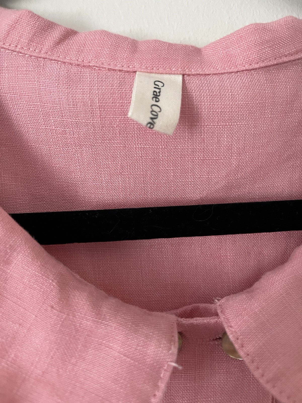 Grae Cove Women’s Dress Pink Linen Short Sleeve Lagenlook Size Medium Spring
