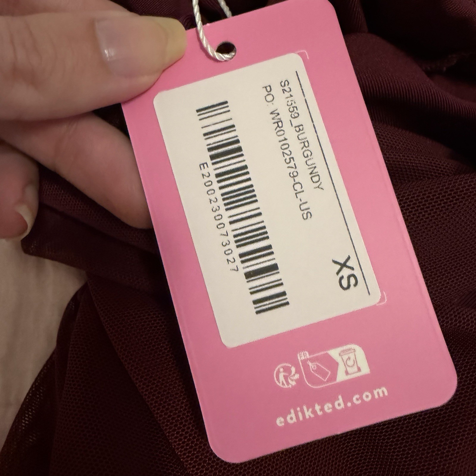 NWT Edikted Gesibelle Off Shoulder Mesh Mini Dress Burgundy XS
