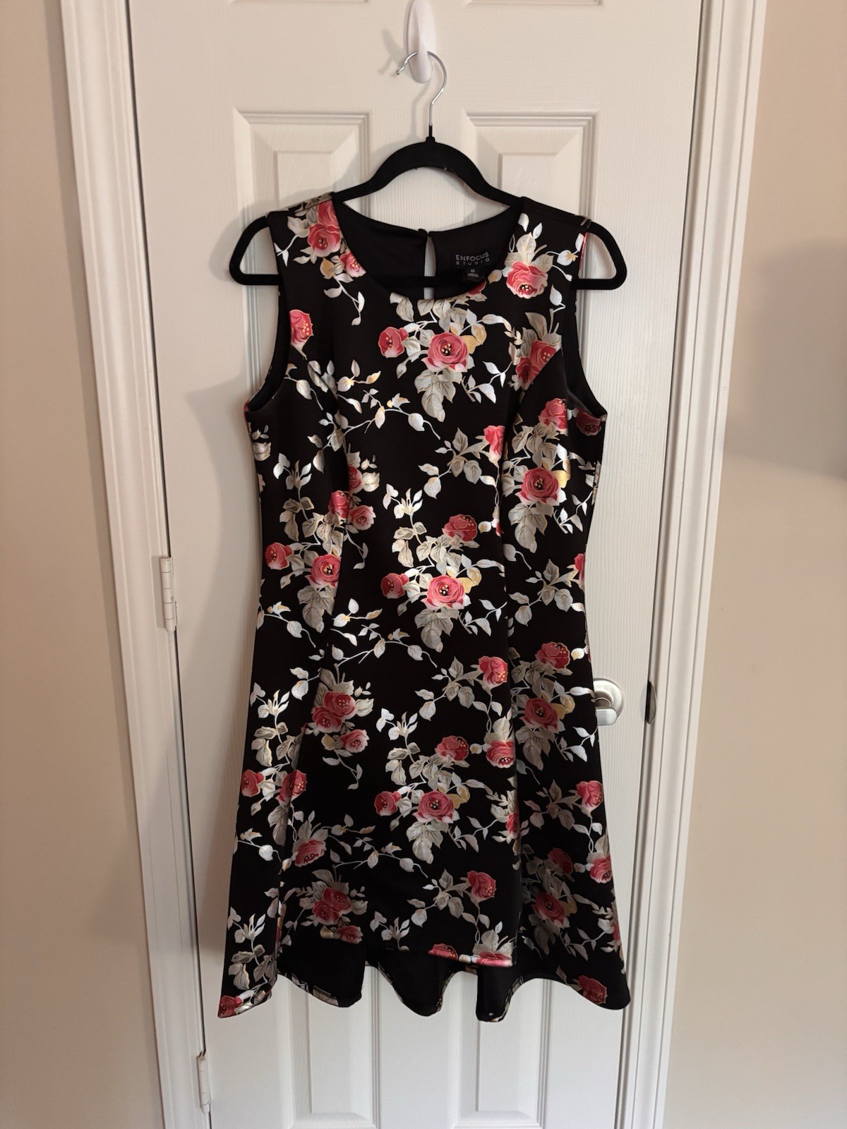 Women’s Size 12 Dress Enfocus Studio Floral Slip Black Hi-Low Sleeveless