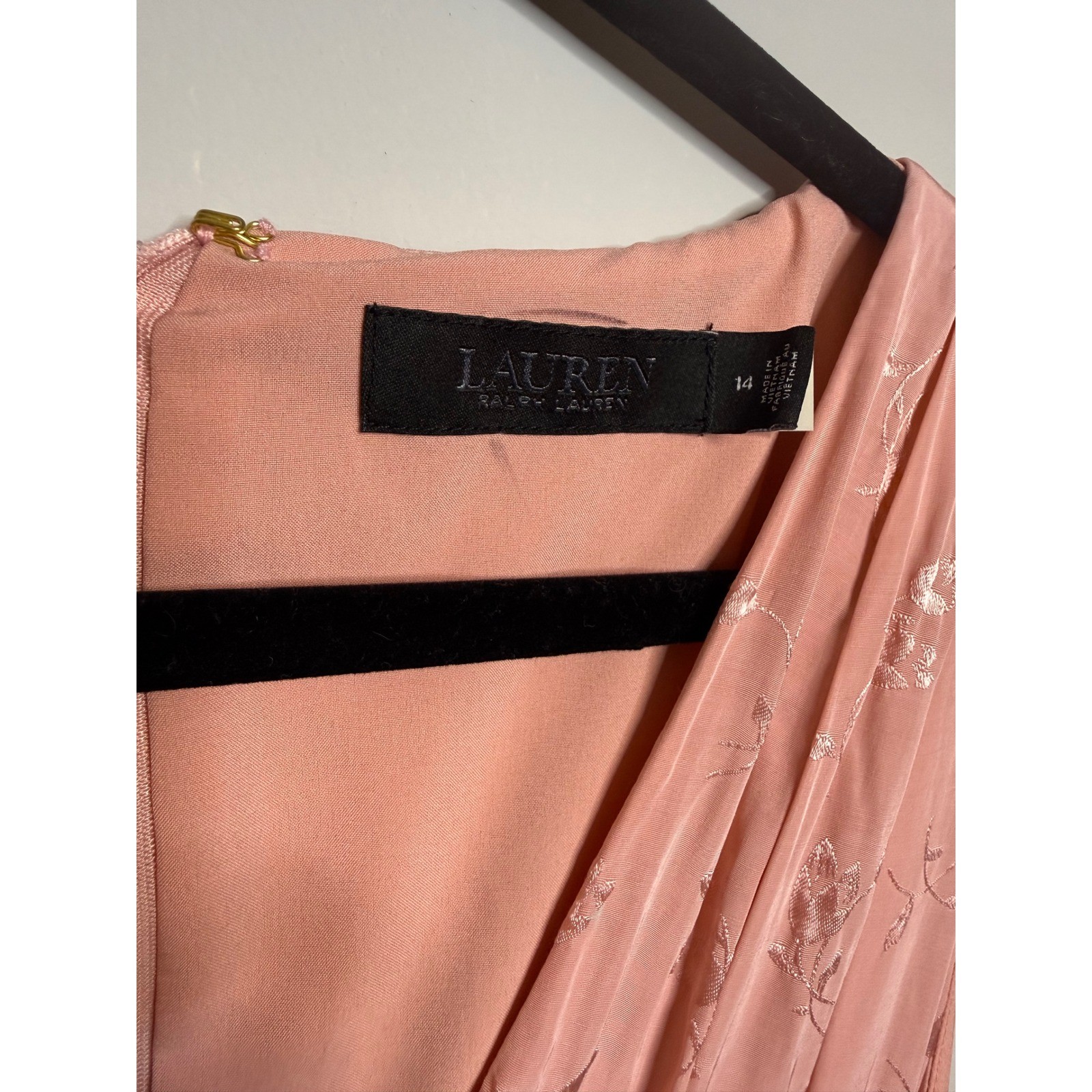 Lauren Ralph Lauren Pink Floral Jacquard Faux Wrap Asymmetrical Midi Dress 14