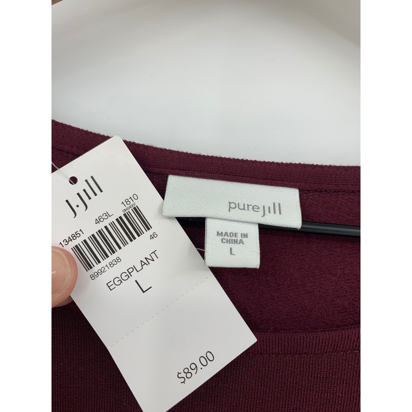 J Jill Dress Womens Large Purple Red Long Sleeve Modal Blend Pocket NEW