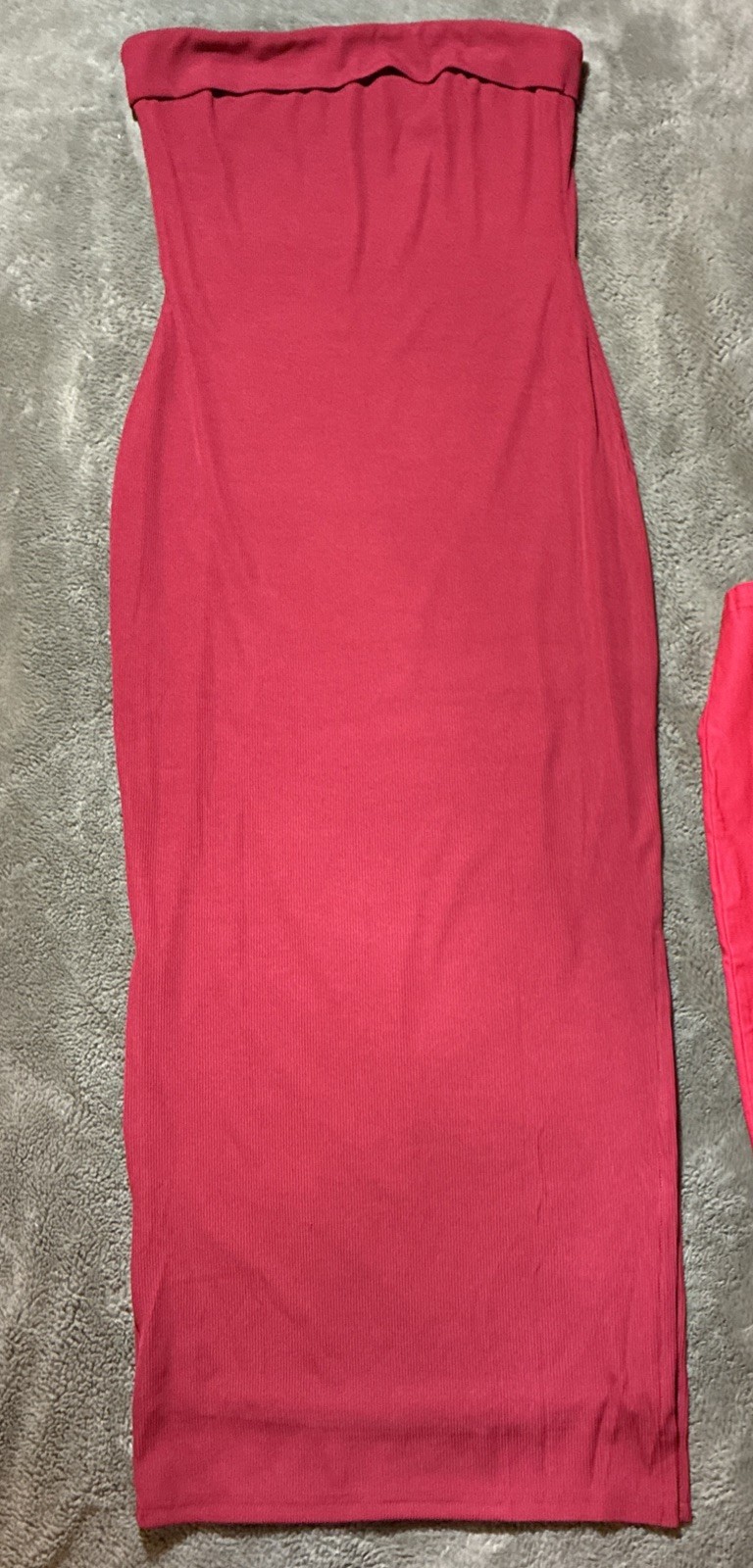 Pretty Garden Women’s Red Bodycon Maxi Tube Dress, Ribbed, Strapless, Size M