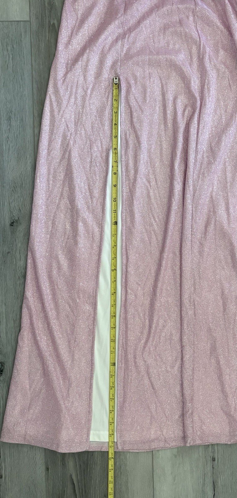 Lulu’s MADE WITH LOVE Sparkle PINK Maxi Dress Size L Glamour Cutout Metallic NWT