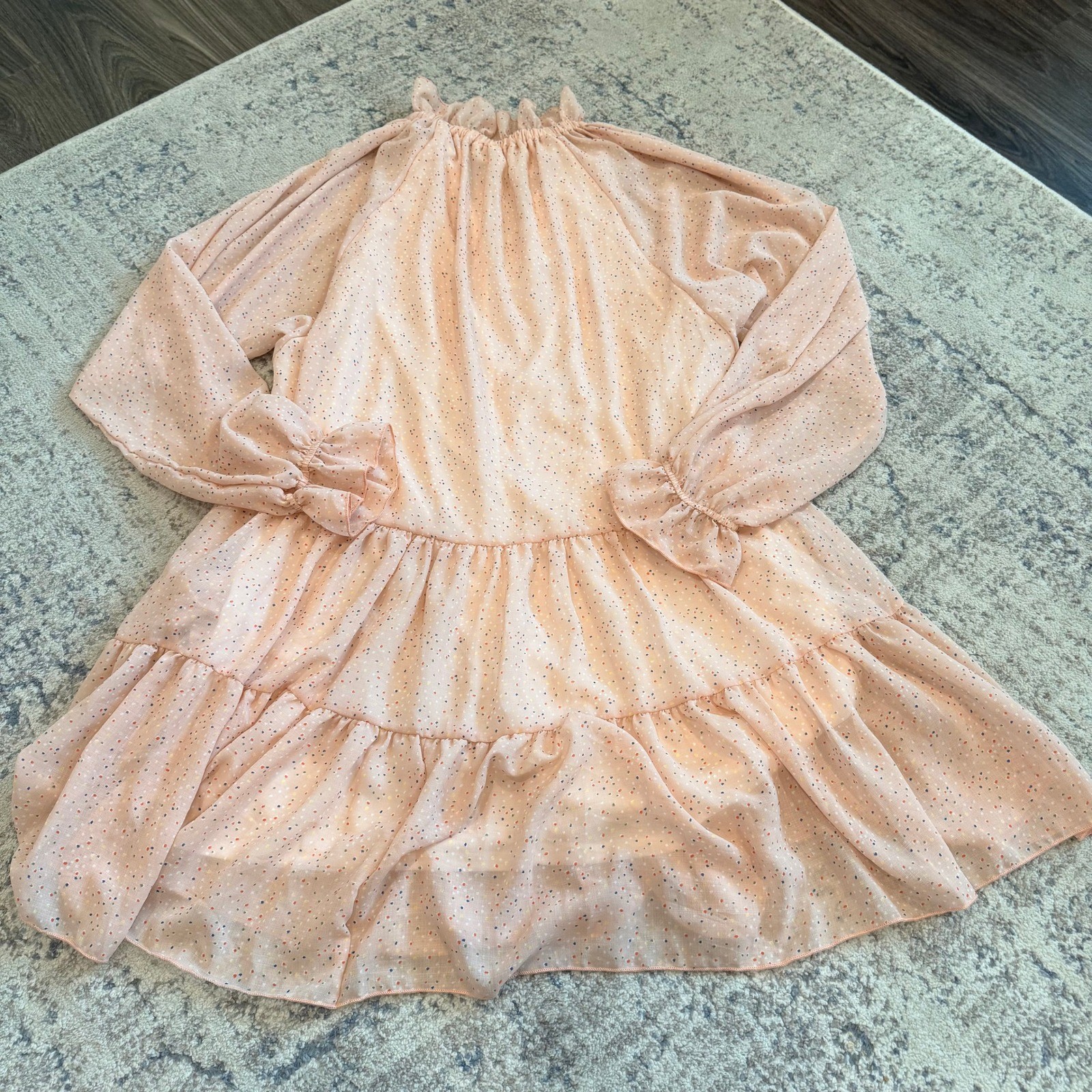 Saints & Hearts Boutique Pink Polka Dot Ruffle Tiered Babydoll Dress Made in USA