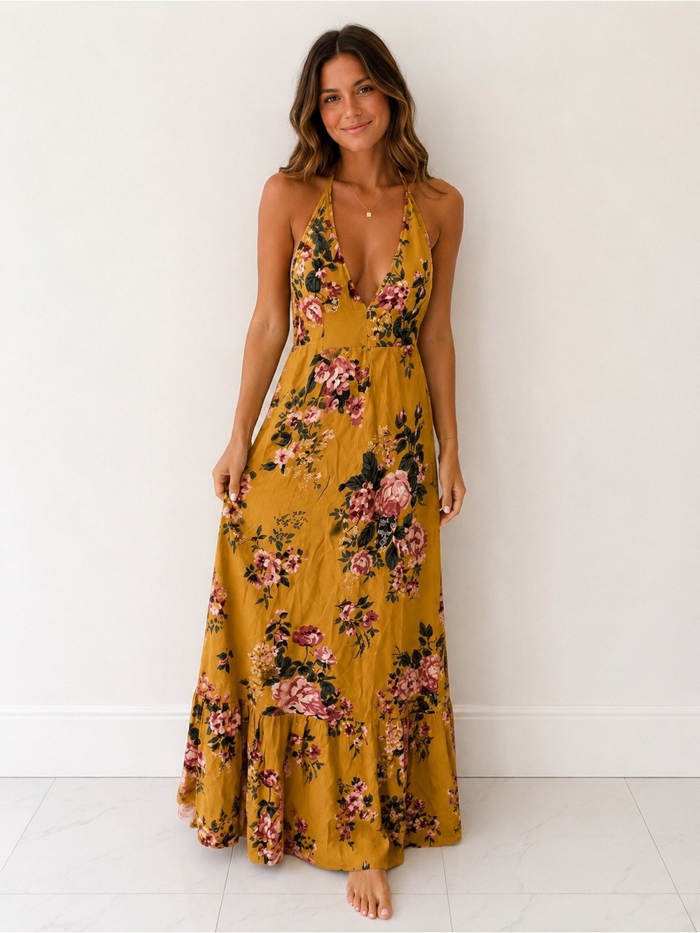 Reformation Juliette Angelica floral maxi dress featuring a ruffled hem Size 2