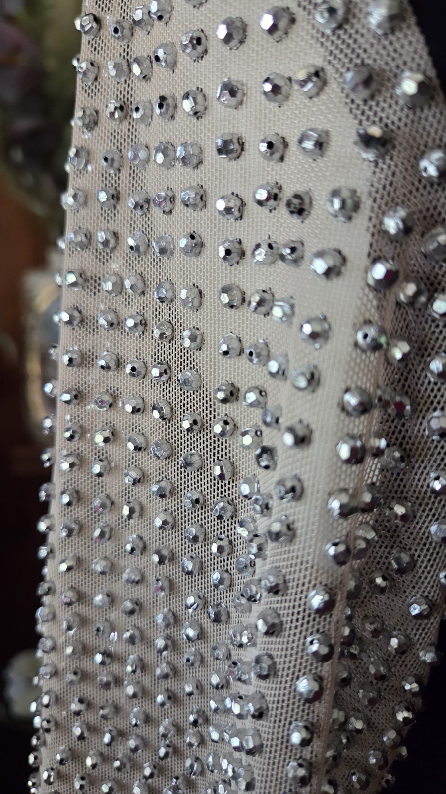 Xscape Long Formal Dress Black Sheer Back Silver Glitter Adornment & Shrug