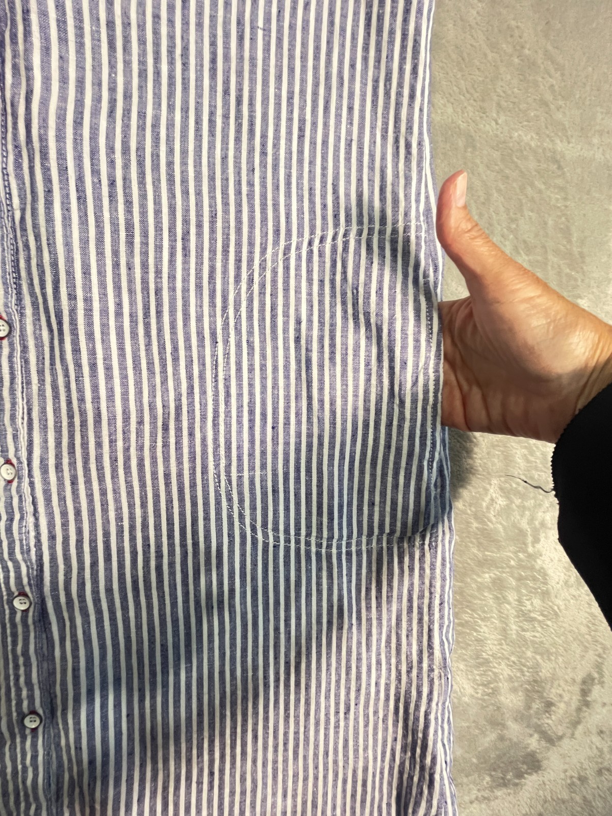 Tahari 100% Linen Shirt Dress Blue White Stripe Coastal Grandma Minimalist Sz M