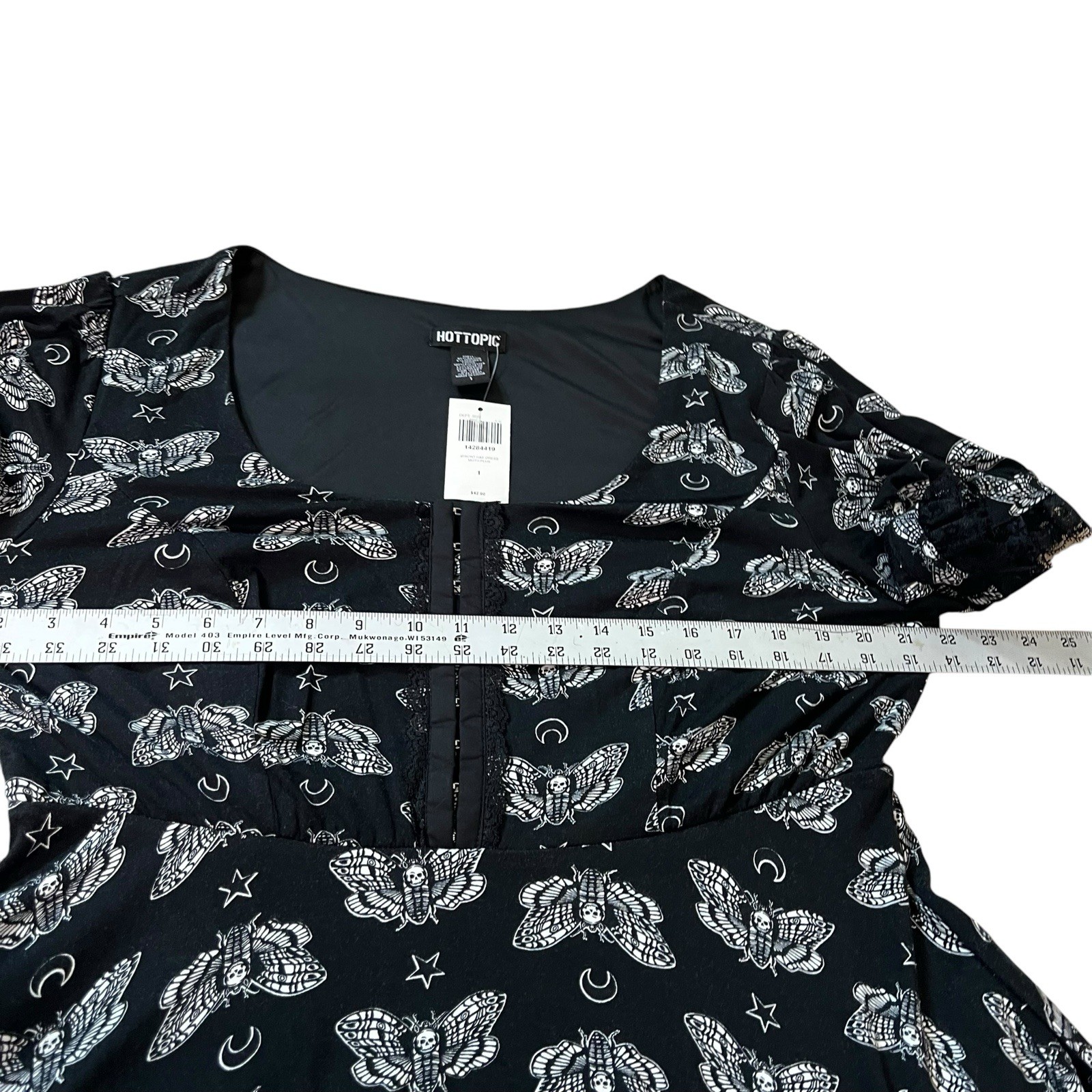 HOT TOPIC Death Moth Black Fit Flare Mini Dress Witchy Whimsigoth Fairy Sz S