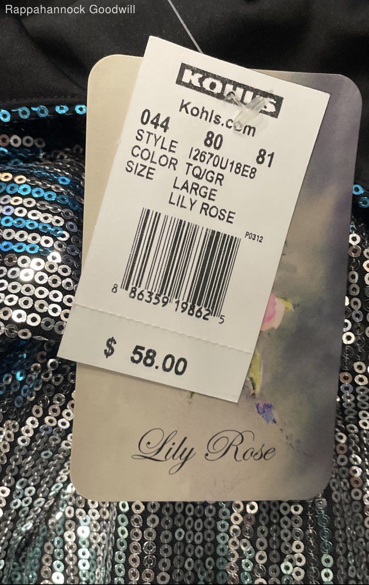 Lily Rose Women’s Blue Silver Sequined Ombre V-Neck Mini Dress Sz L NWT