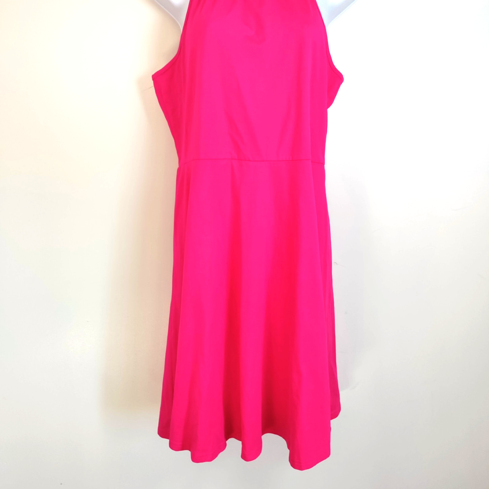 NWT Ouges Halter PinkDress Women L Tie Neck Mini Stretch Fit & Flare Beach Party