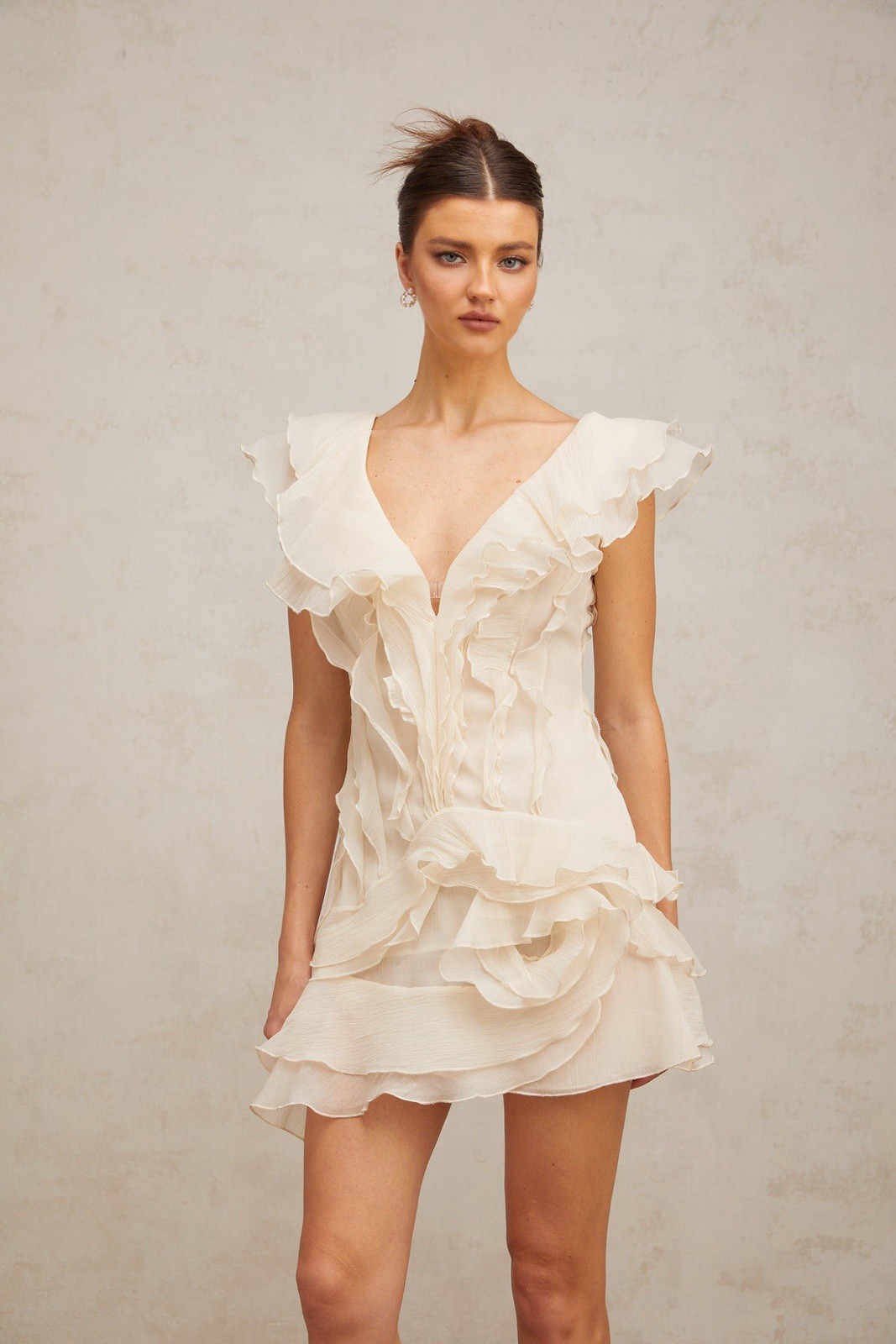 Sayani faux-flower layered ruffled mini dress size Large