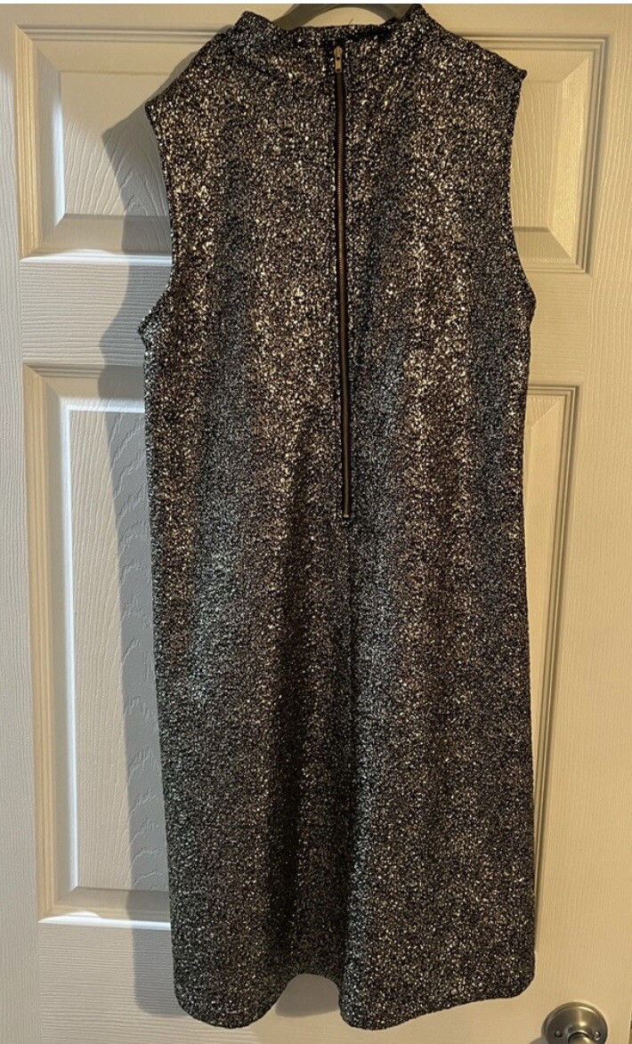 NWT Black & Gold Sparkles Sleeveless Women’s Dress Holiday Metallic Party NYE
