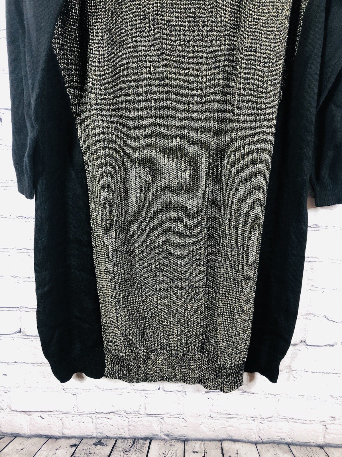 Lane Bryant Women Sweater Dress Metallic Shimmer Raglan Sleeve Black Gold 14/16