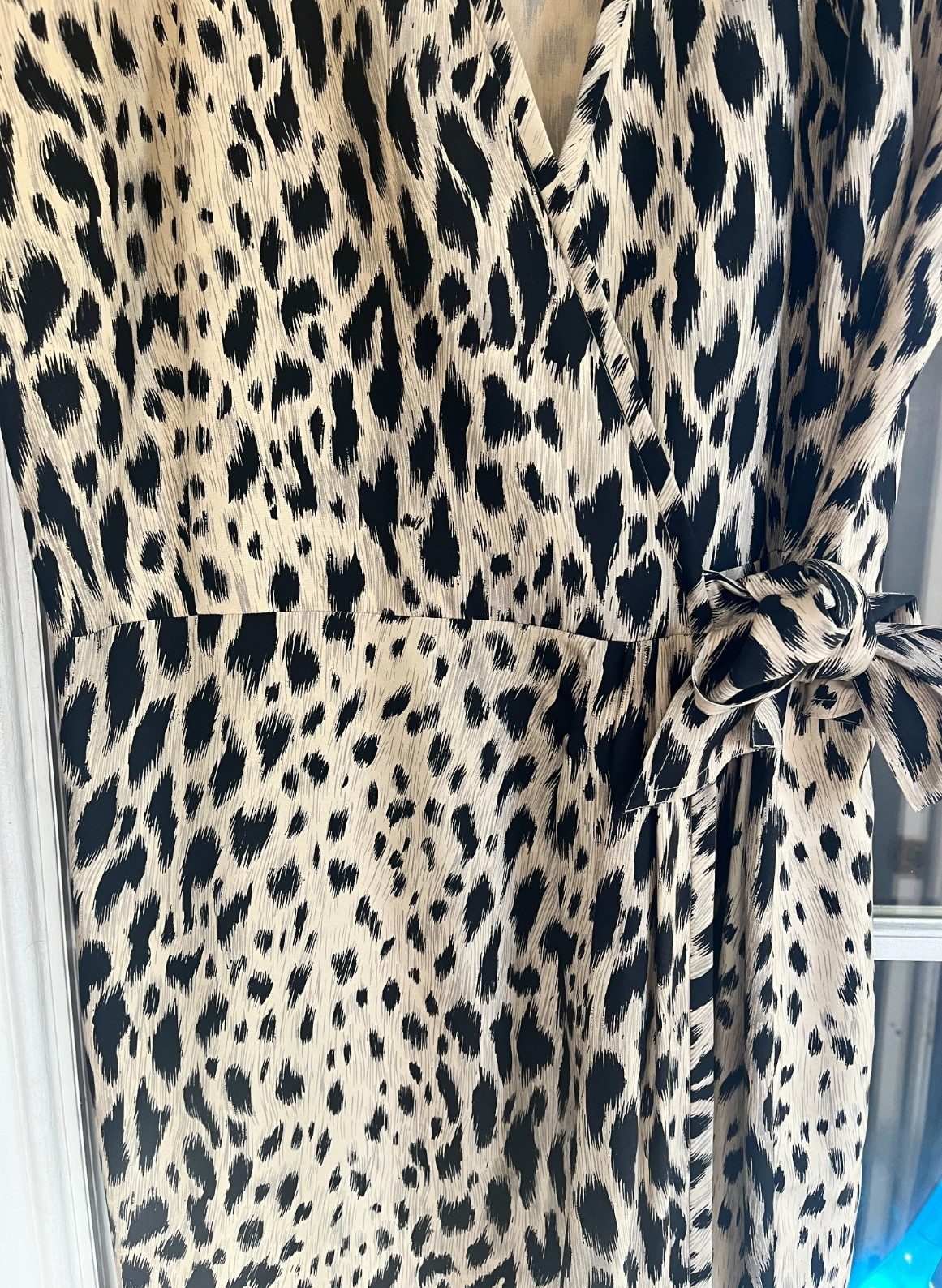Victoria Soie Size 16 Animal Print Wrap Dress 100% Silk Vintage