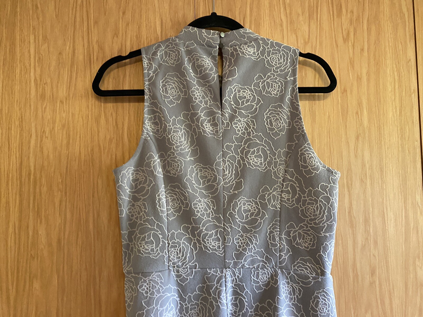Lauren Conrad Ladies Gray & White Floral Skater Dress Sleeveless w/High Neck 12