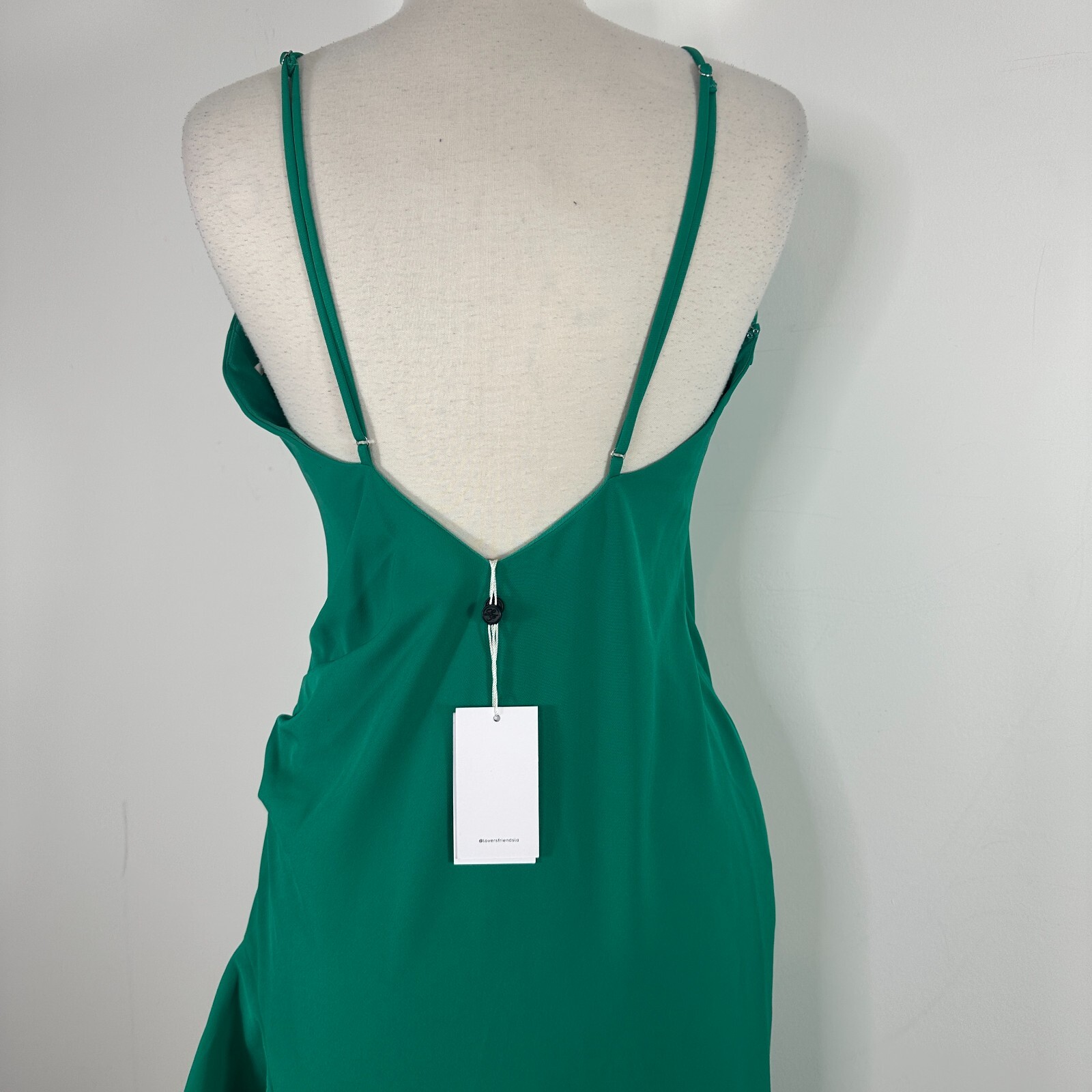 NWT Lovers+Friends Evergreen Gown Ruffled Asymmetric Hi Low Backless Dress Sz M