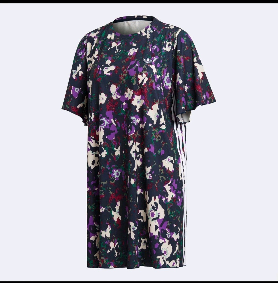 Adidas Originals all Over Print Dress Floral Summer Dress Multicolor Size L