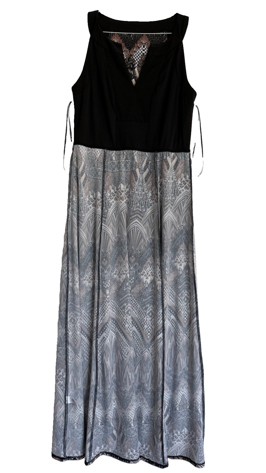 Rabbit Rabbit Designs Maxi Dress Women’s 10 Sleeveless Boho Stretch Geometric