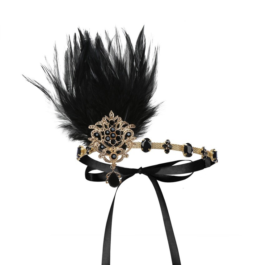X-Q2-5 Deluxe Ladies 1920s Roaring 20s Flapper Gatsby Costume Sequins Black/Gold