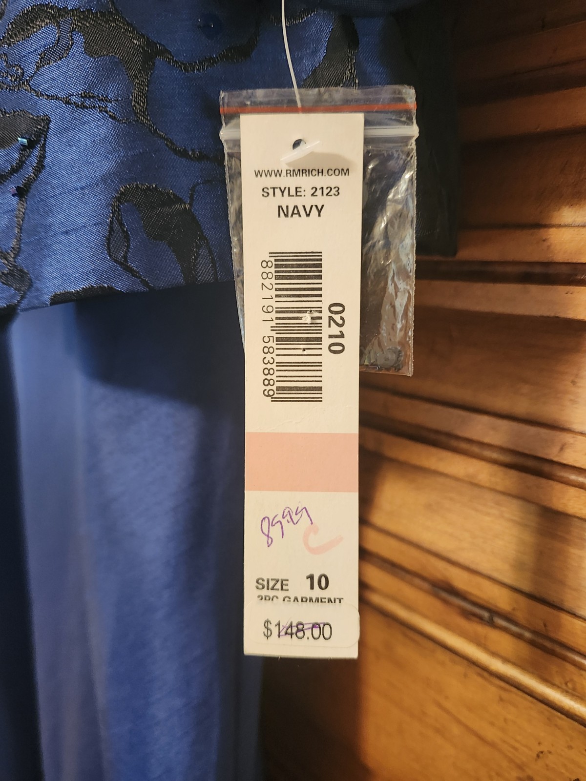 R & M Richards 2 Pc Dress Jacket Set Navy Ankle Length 2123 Women Size 10 NWT