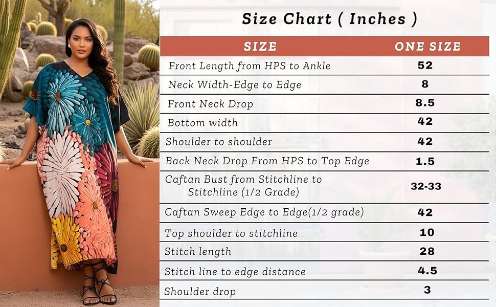 Women Kaftan Dress Maxi Loose Long Boho Kimono Plus Size Gown Beach Cover Caftan