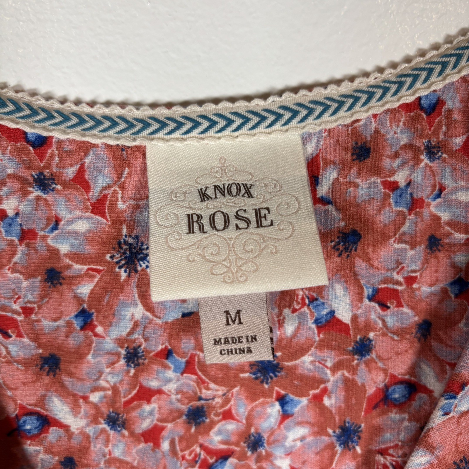 Knox Rose Floral Mini Dress Sz M Tie Waist V-Neck Button Pockets Tiered Hem Boho