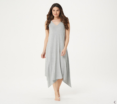 ANYBODY COZY KNIT SHARKBITE HEM DRESS-Hthr Gray-Medium-New- A354737