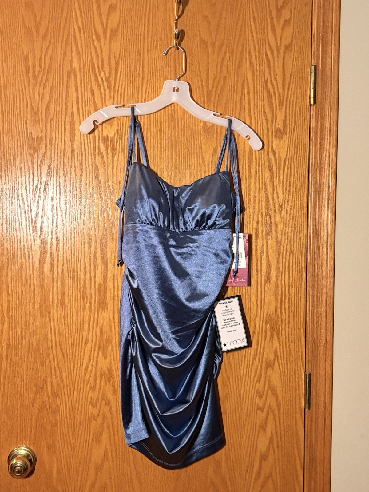 Emerald Sundae Blue Satin Ruched Bodycon Mini Sweetheart Party Dress M