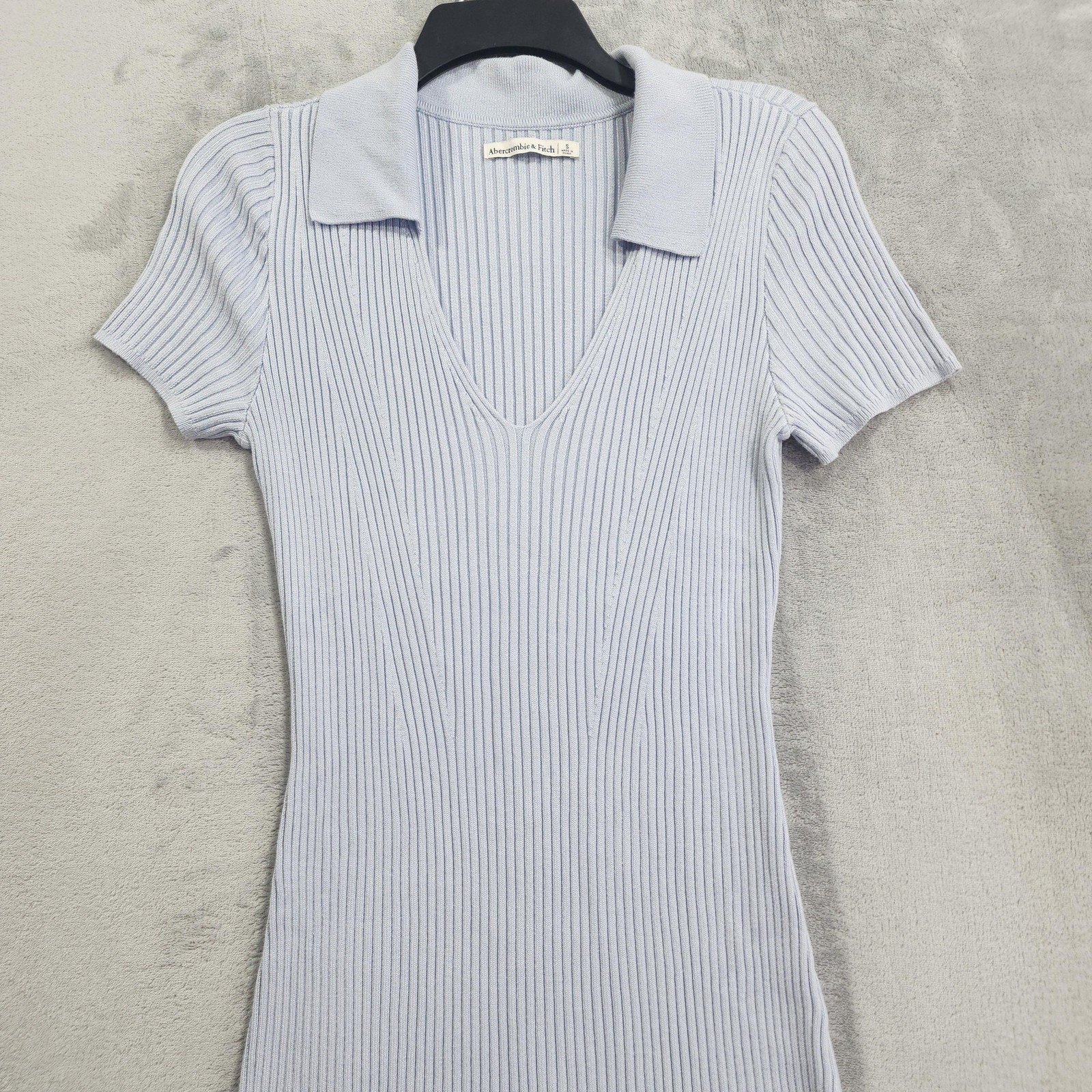 Abercrombie & Fitch Dress Womens S Blue Ribbed Collared Short Sleeve Polo Mini