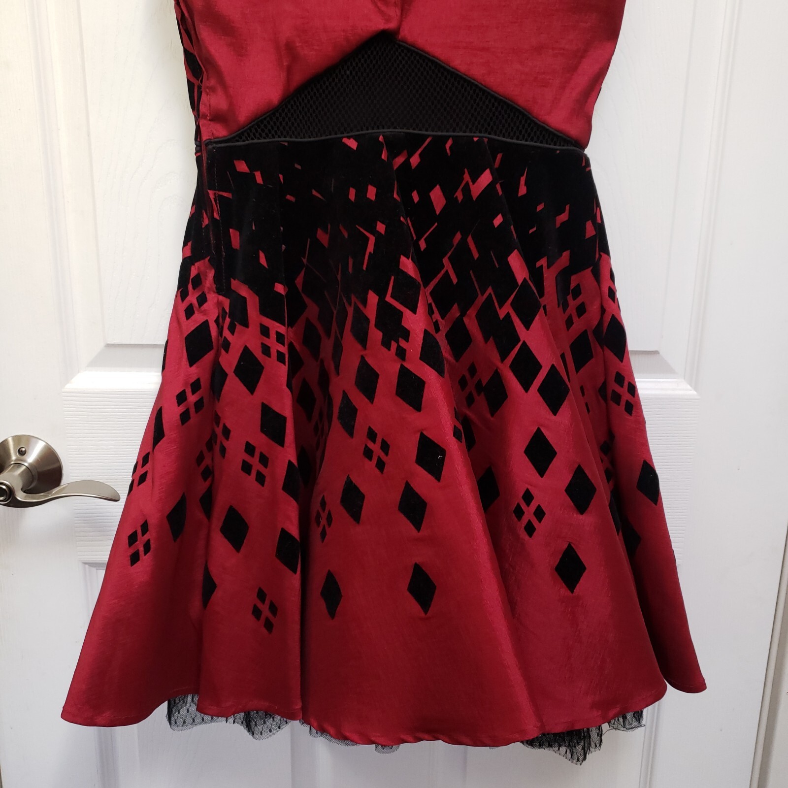 DC Comics Hot Topic Red Black Harley Quinn Formal Prom Party Dress Cosplay S
