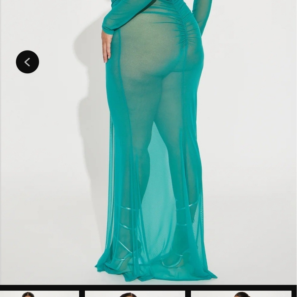 Fashion Nova jade mesh Maxi Dress with Gloves brand new size extra large XL