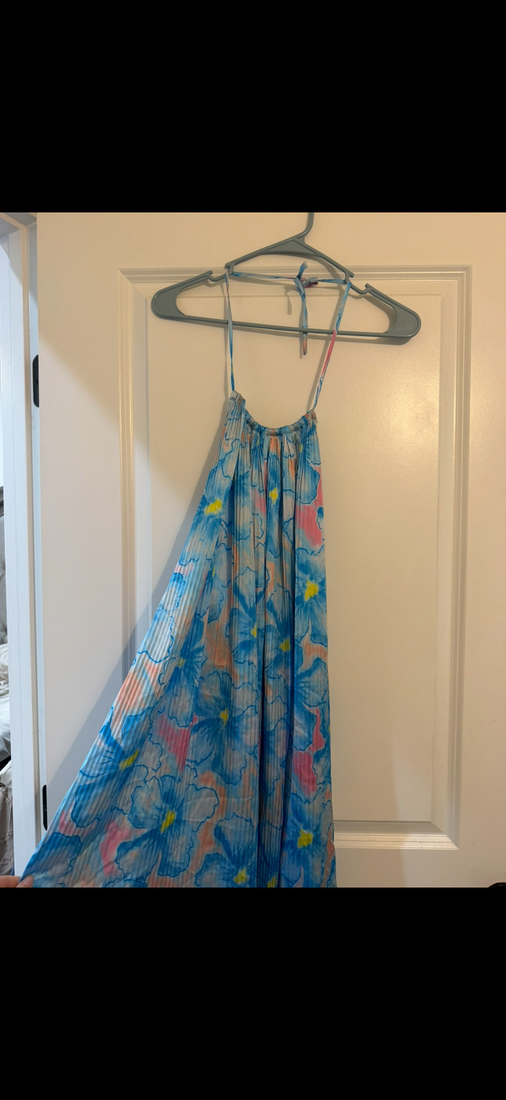 SHEIN Floral Blue Open Back Dress Size M