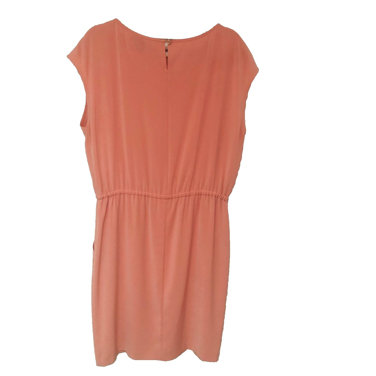 St John Dress Drawstring Waist Crepe Minimalist Office Coral Peach Women 10