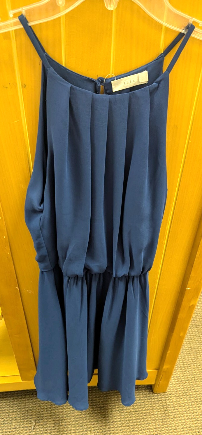 Elegant Flowy Skater Dress Navy Blue Blouson Lush XS Ballet Money Nerd Academia
