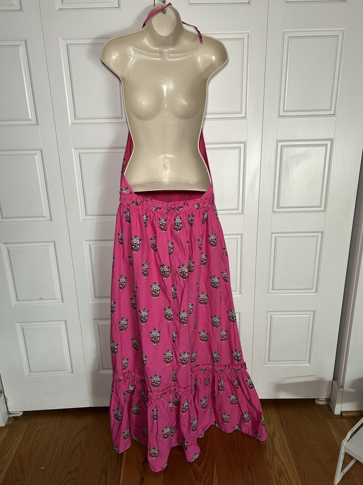 NWT Rhode Salena Dress XL Marigold Pink Floral Boho Vacation Halter Maxi