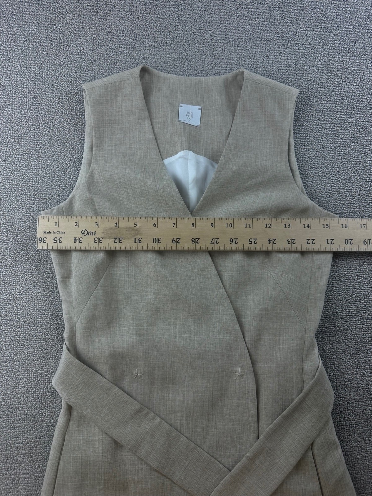 Eleventy Wrap Dress Women XS Beige Sleeveless V-Neck Belted Italy Made Luxury