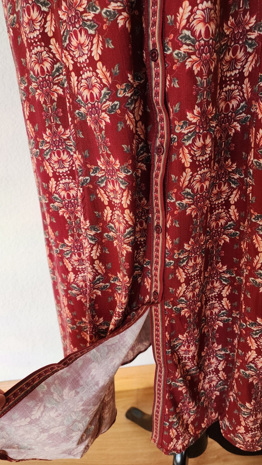 Anthropologie Maxi Dress New Size Medium Olive Floral Romantic Boho Fall Winter