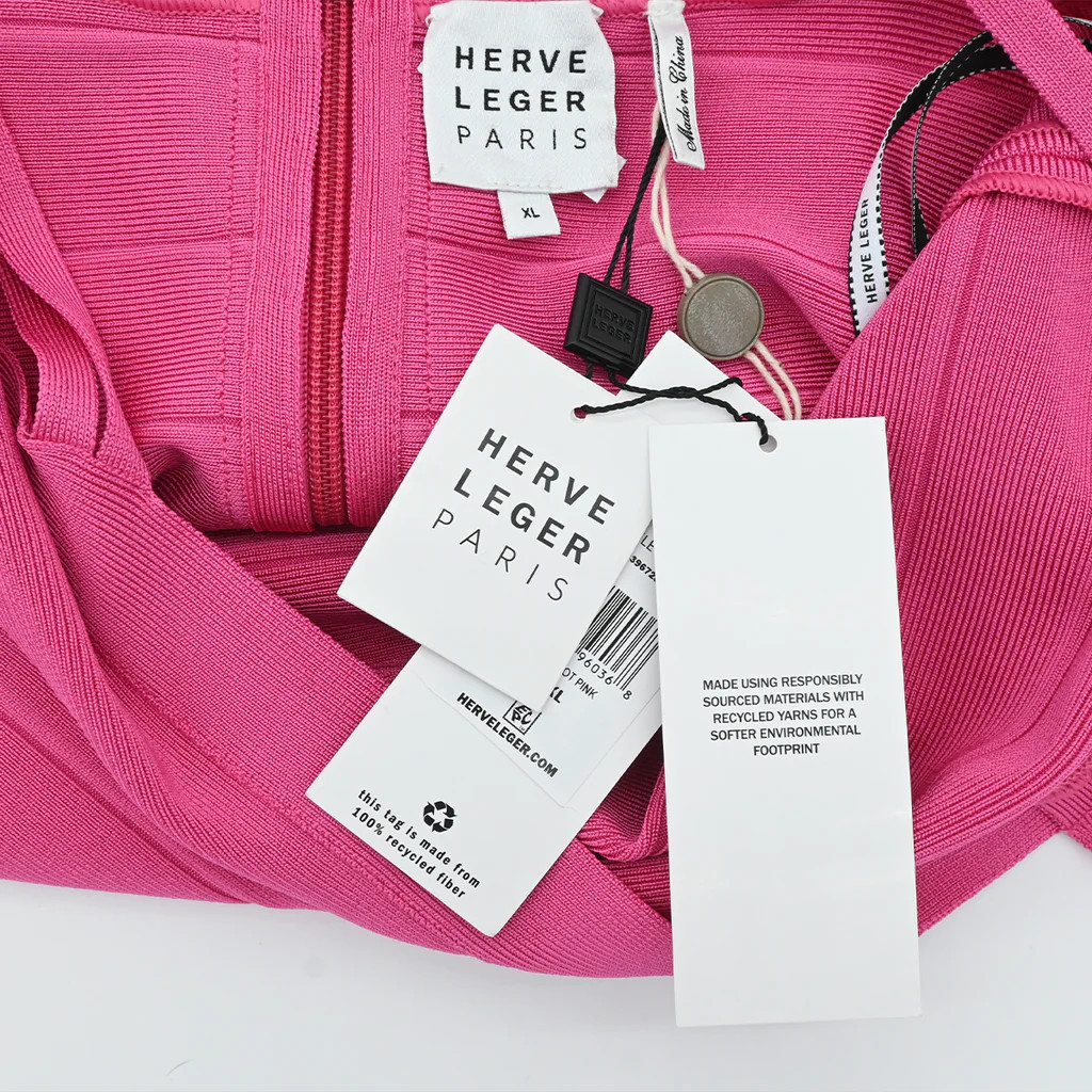 HERVE LEGER | Hot Pink Bandage Mini Dress Size XL