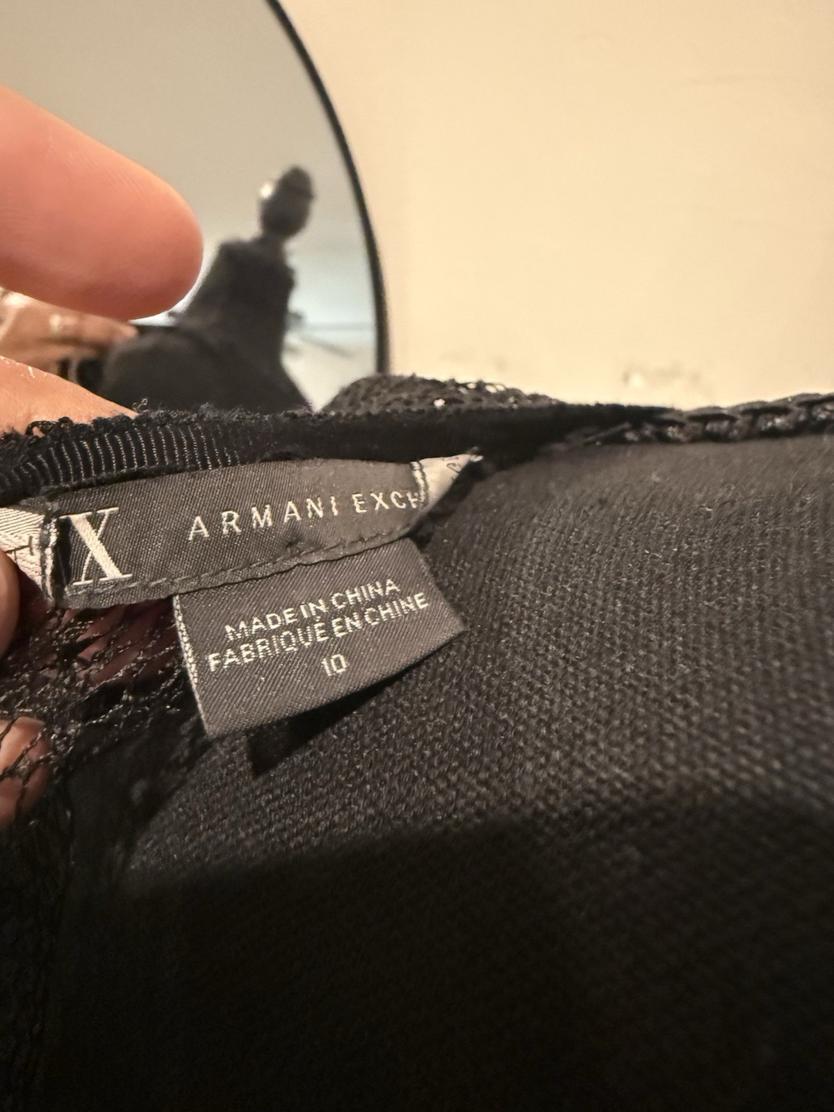Armani Exchange Women’s Size 10 Black Chevron Lace Fit & Flare Sleeveless Zip