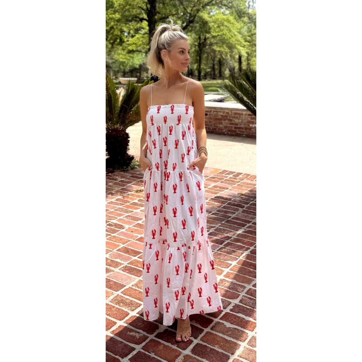 SHOW ME YOUR MUMU Long Weekend Maxi Dress in Lobster Embroidery Size Women’s XXL