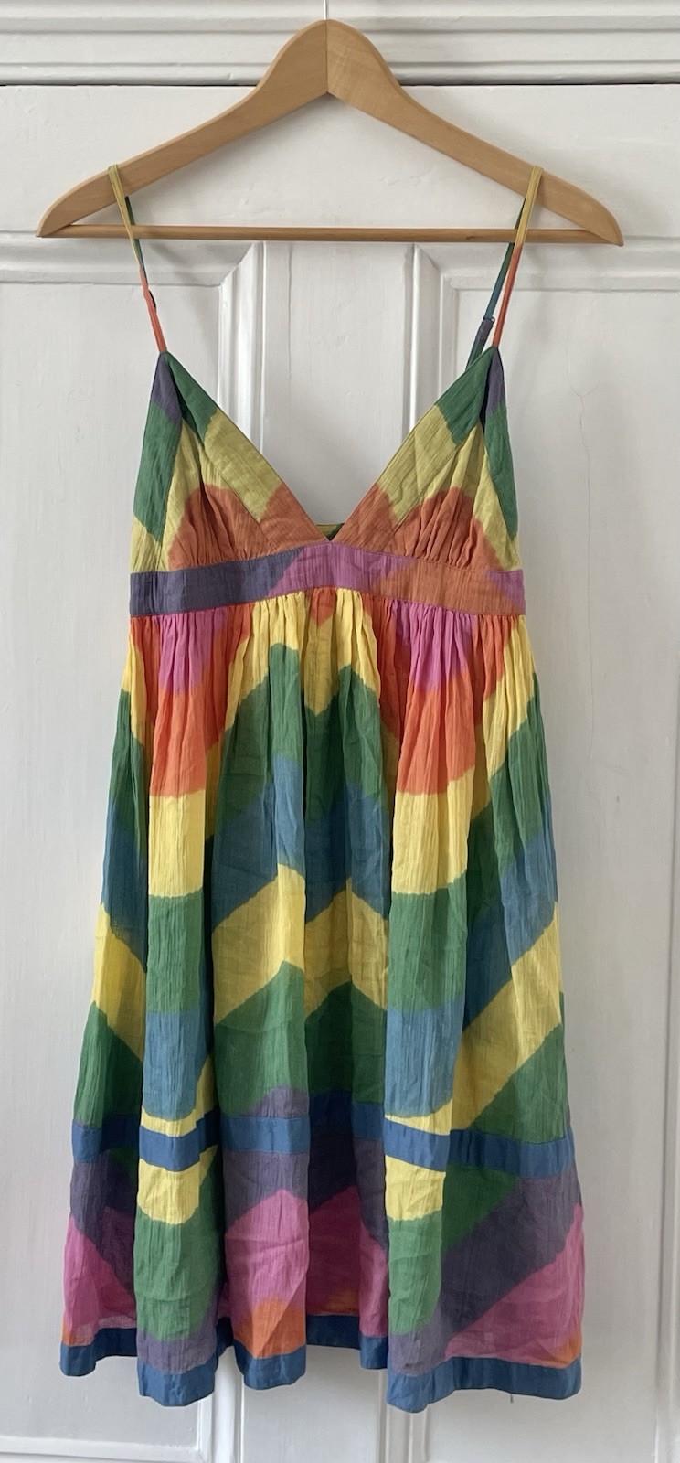 Kate Moss X Topshop Women’s Rainbow High-Waist Sleeveless Straps Sun Dress UK 10