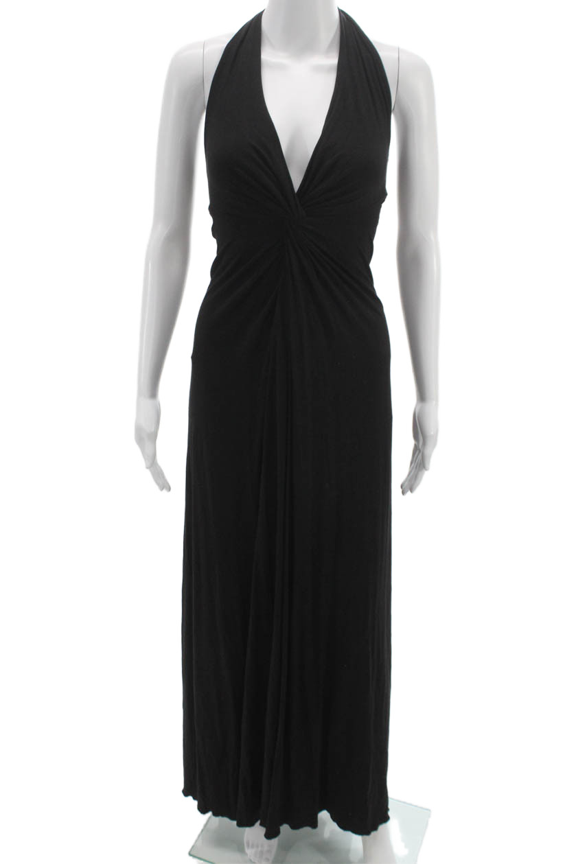 Mijo Women Maxi Halter Mid Calf Black Sleeveless Dress Size S